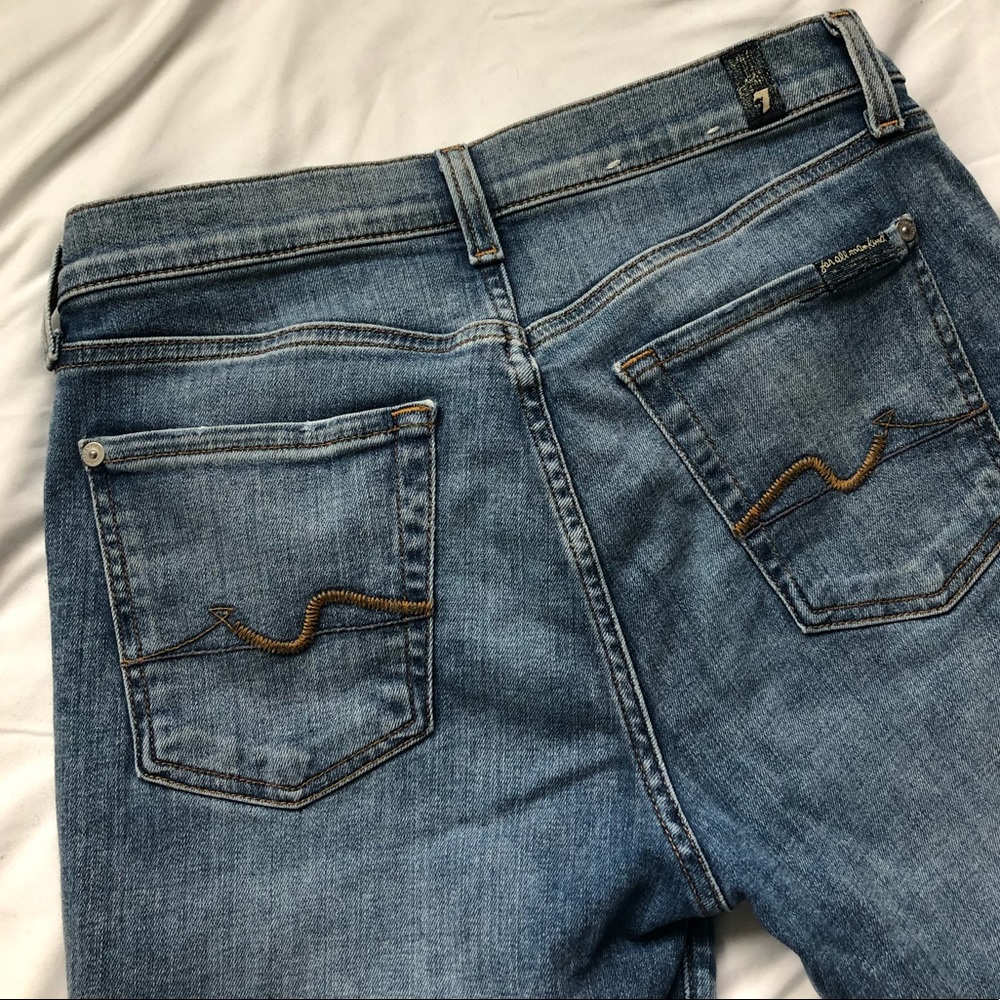 7 for all mankind Josefina skinny boyfriend ankle cropped distressed jeans 26 - Picture 5 of 5